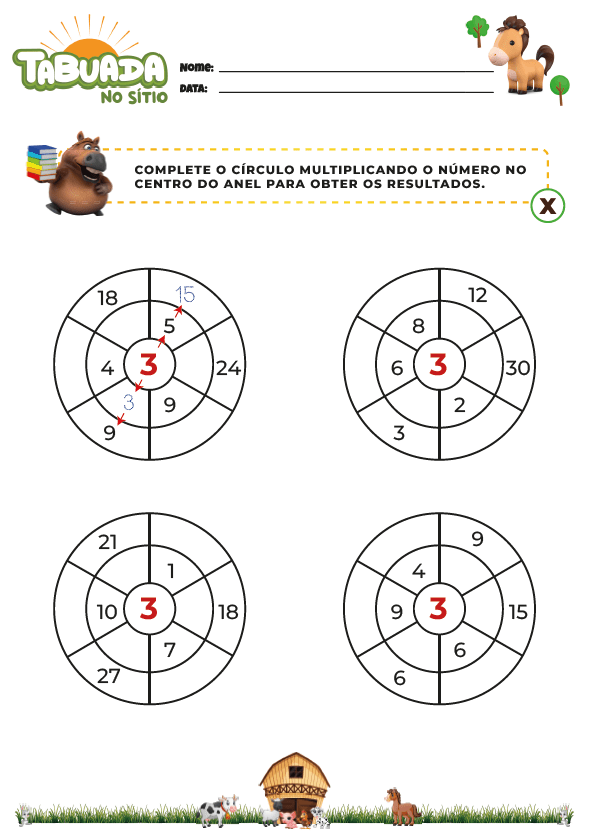 Tabuada de multiplicação completa - 1 à 10 3